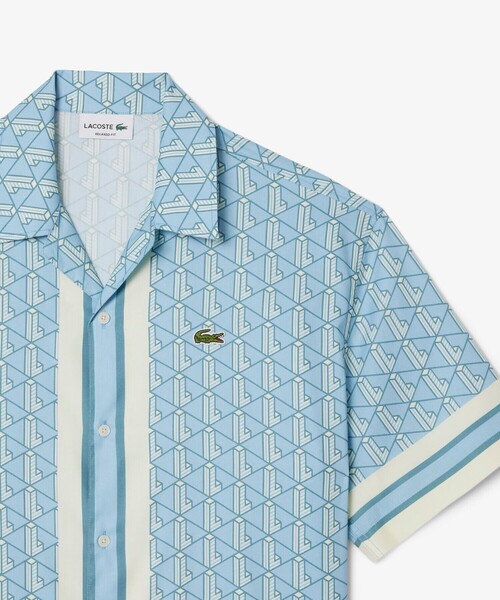 【LACOSTE】ラコステ モノグラムオープンカラーシャツ 人気 LACOSTE｜オールオーバーモノグラムプリントオープンカラー
