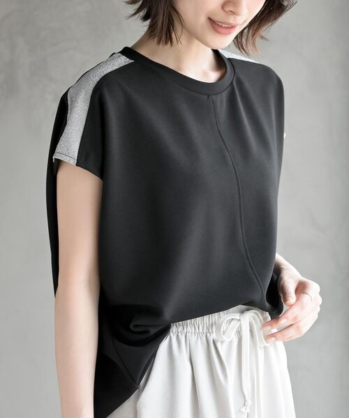ショルダーラメカットジョーゼットプルオーバー（Tシャツ