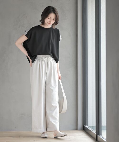 tシャツ 「WEB限定」カットジョーゼット肩ラメプルオーバー「手洗い可能」 レディース WEB限定】カットジョーゼット肩ラメプルオーバー≪手洗い可能
