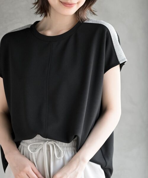 rps(アールピーエス)の「ショルダーラメカットジョーゼットプルオーバー(Tシャツ/カットソー・レディース・チャコールグレー/オフホワイト/ブラック・フリー)」の16枚目の写真
