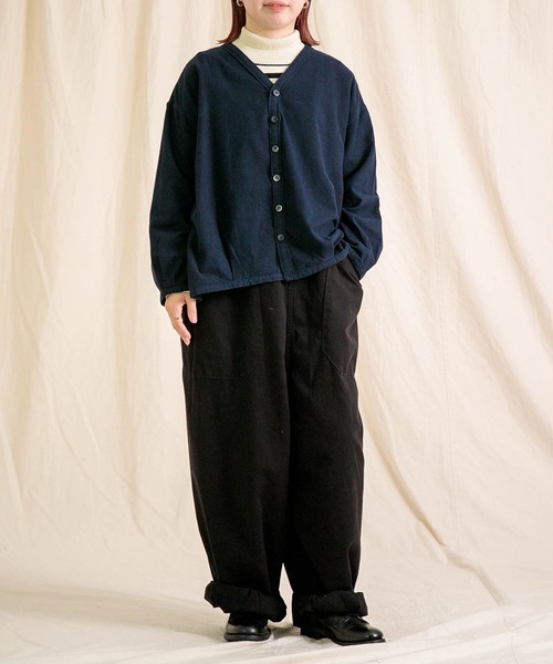 Brocante（ブロカント）の「[Brocante / ブロカント] 20sフランネル カルディガンシャツ（シャツ/ブラウス・レディース・ダークグリーン/チャコールグレー/アイボリー/ネイビー・2）」の6枚目の写真