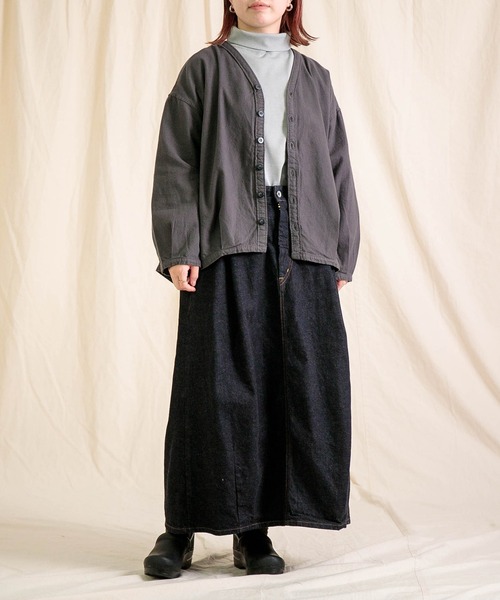 Brocante（ブロカント）の「[Brocante / ブロカント] 20sフランネル カルディガンシャツ（シャツ/ブラウス・レディース・ダークグリーン/チャコールグレー/アイボリー/ネイビー・2）」の13枚目の写真