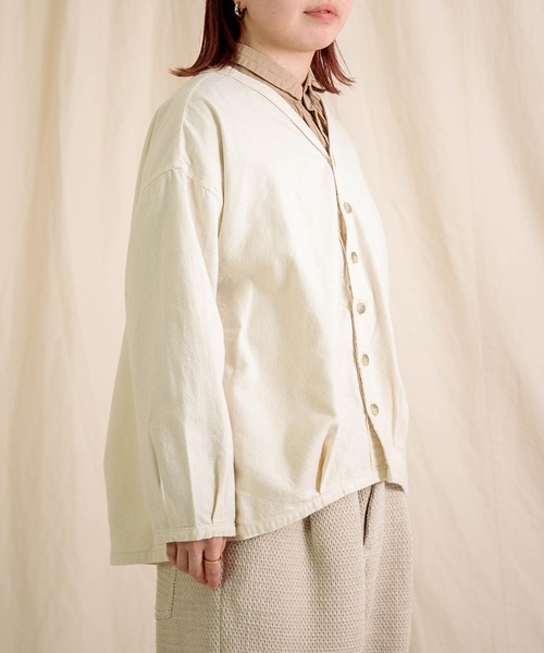 Brocante（ブロカント）の「[Brocante / ブロカント] 20sフランネル カルディガンシャツ（シャツ/ブラウス・レディース・ダークグリーン/チャコールグレー/アイボリー/ネイビー・2）」の17枚目の写真