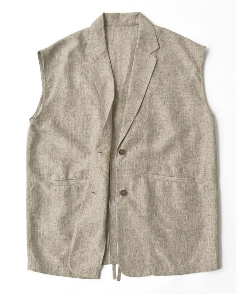 Re:EDIT（リエディ）の「[セットアップ対応]リネンライクノースリーブテーラードジレ（ベスト・レディース・ブラック/ベージュ・MEDIUM/LARGE）」の15枚目の写真