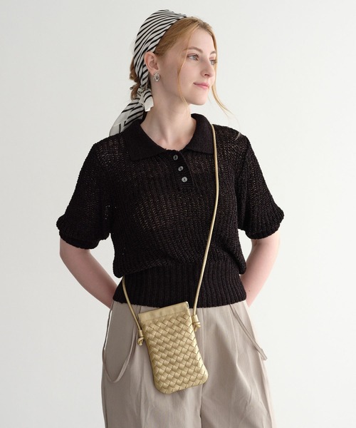 ZAKKA-BOX(ザッカボックス)の「イントレチャートスマホショルダーバッグ(ショルダーバッグ・レディース・ゴールド/シルバー/アイボリー/ブラック・FREE)」の15枚目の写真