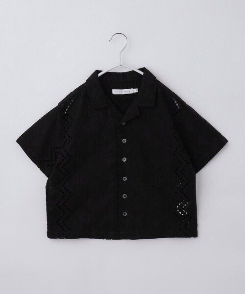 THE SHOP TK （ザ ショップ ティーケー ）の「【120-150】刺繍オープンカラーシャツSS（シャツ/ブラウス・キッズ・グリーン系/オフホワイト/チャコールグレー/ブラック・12/13/14/15 ）」の3枚目の写真