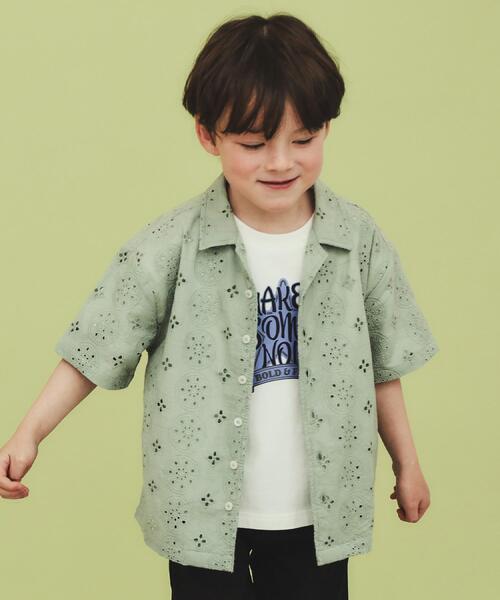 THE SHOP TK （ザ ショップ ティーケー ）の「【120-150】刺繍オープンカラーシャツSS（シャツ/ブラウス・キッズ・グリーン系/オフホワイト/チャコールグレー/ブラック・12/13/14/15 ）」の17枚目の写真