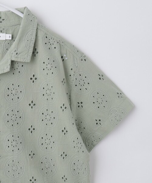 THE SHOP TK （ザ ショップ ティーケー ）の「【120-150】刺繍オープンカラーシャツSS（シャツ/ブラウス・キッズ・グリーン系/オフホワイト/チャコールグレー/ブラック・12/13/14/15 ）」の10枚目の写真