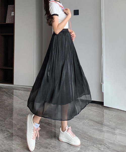 aimoha（アイモハ）の「シアープリーツスカート（スカート・レディース・ホワイト/ブラック/ベージュ/ピンク・FREE）」の2枚目の写真