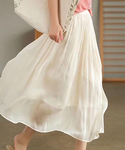 aimoha（アイモハ）の「シアープリーツスカート（スカート・レディース・ホワイト/ブラック/ベージュ/ピンク・FREE）」の11枚目の写真