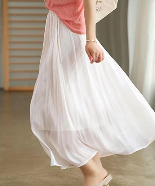 aimoha（アイモハ）の「シアープリーツスカート（スカート・レディース・ホワイト/ブラック/ベージュ/ピンク・FREE）」の7枚目の写真