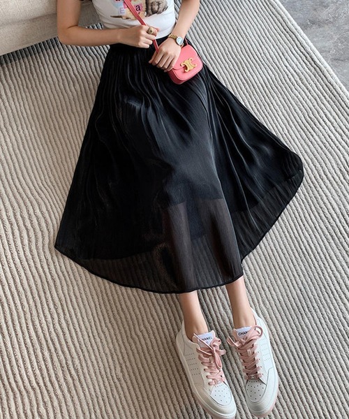 aimoha（アイモハ）の「シアープリーツスカート（スカート・レディース・ホワイト/ブラック/ベージュ/ピンク・FREE）」の10枚目の写真