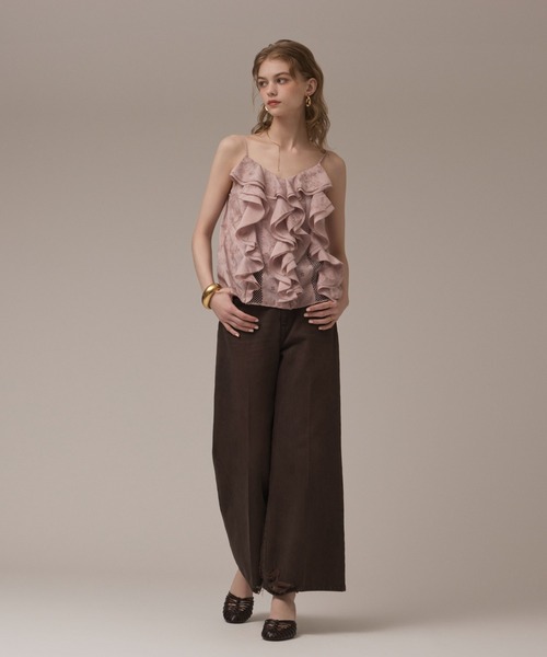 GRACE CONTINENTAL（グレースコンチネンタル）の「エンブロイダリーキャミブラウス（キャミソール・レディース・ピンク/ブラック・36）」の13枚目の写真