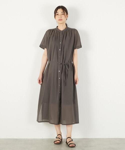 MELROSE claire(メルローズ クレール)の「【シャツギャザーワンピース】(ワンピース・レディース・チャコールグレー/ブルーグリーン/オフホワイト・FREE)」の2枚目の写真