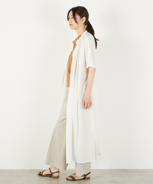 MELROSE claire(メルローズ クレール)の「【シャツギャザーワンピース】(ワンピース・レディース・チャコールグレー/ブルーグリーン/オフホワイト・FREE)」の4枚目の写真