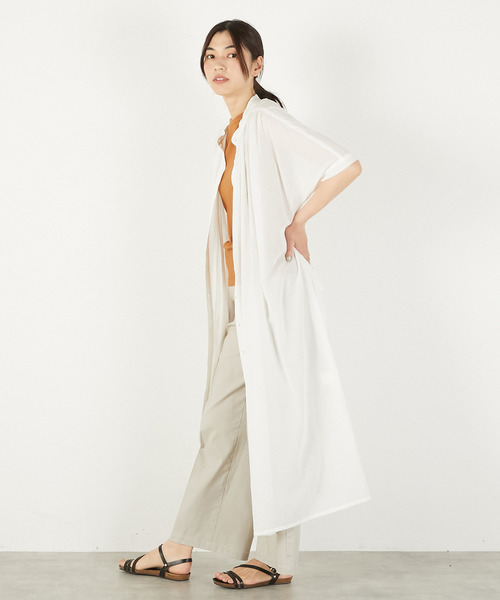 MELROSE claire(メルローズ クレール)の「【シャツギャザーワンピース】(ワンピース・レディース・チャコールグレー/ブルーグリーン/オフホワイト・FREE)」の5枚目の写真