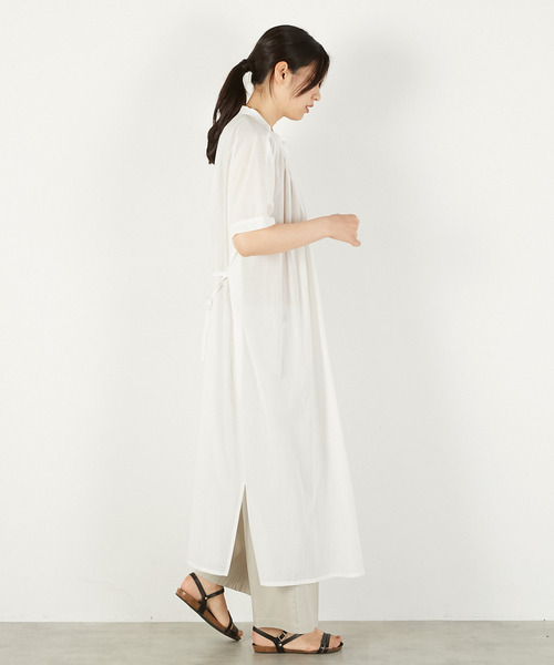 MELROSE claire(メルローズ クレール)の「【シャツギャザーワンピース】(ワンピース・レディース・チャコールグレー/ブルーグリーン/オフホワイト・FREE)」の7枚目の写真