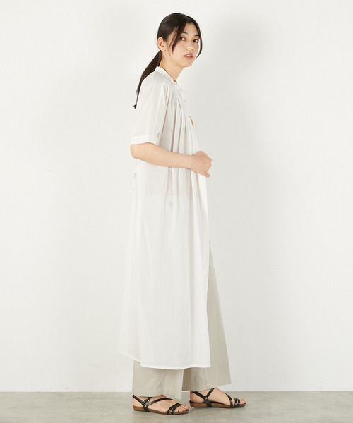 MELROSE claire(メルローズ クレール)の「【シャツギャザーワンピース】(ワンピース・レディース・チャコールグレー/ブルーグリーン/オフホワイト・FREE)」の8枚目の写真