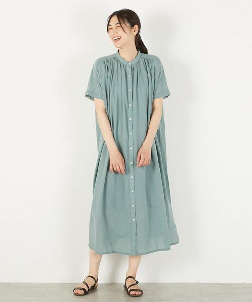MELROSE claire(メルローズ クレール)の「【シャツギャザーワンピース】(ワンピース・レディース・チャコールグレー/ブルーグリーン/オフホワイト・FREE)」の12枚目の写真