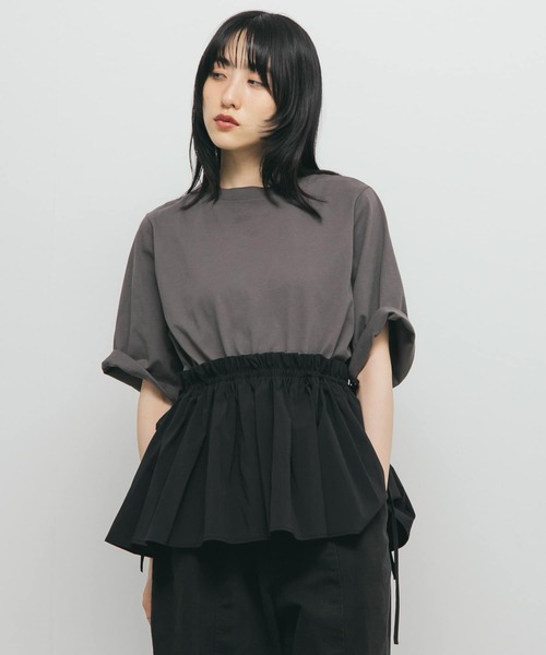 KBF（ケイビーエフ）の「汗ジミ防止ペプラムドッキングTEE（Tシャツ/カットソー・レディース・ホワイト系その他/グレー系その他/オフホワイト・ONE）」の3枚目の写真