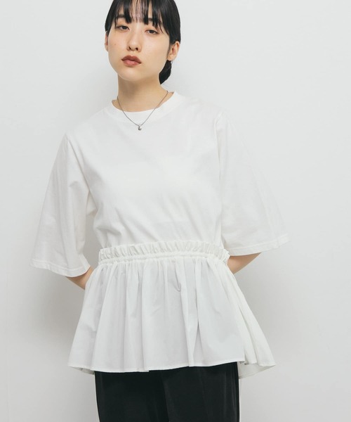 KBF（ケイビーエフ）の「汗ジミ防止ペプラムドッキングTEE（Tシャツ/カットソー・レディース・ホワイト系その他/グレー系その他/オフホワイト・ONE）」の4枚目の写真