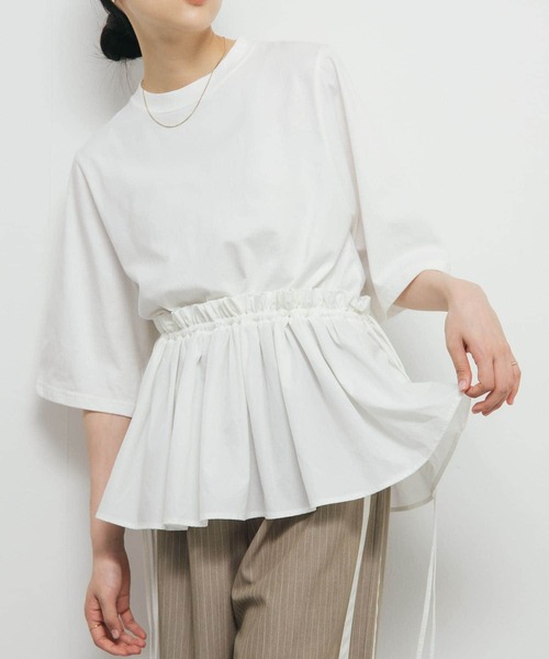 KBF（ケイビーエフ）の「汗ジミ防止ペプラムドッキングTEE（Tシャツ/カットソー・レディース・ホワイト系その他/グレー系その他/オフホワイト・ONE）」の6枚目の写真