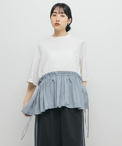 KBF（ケイビーエフ）の「汗ジミ防止ペプラムドッキングTEE（Tシャツ/カットソー・レディース・ホワイト系その他/グレー系その他/オフホワイト・ONE）」の10枚目の写真