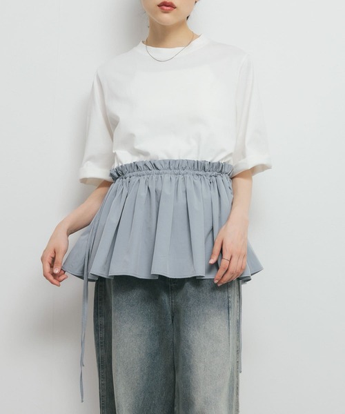 KBF（ケイビーエフ）の「汗ジミ防止ペプラムドッキングTEE（Tシャツ/カットソー・レディース・ホワイト系その他/グレー系その他/オフホワイト・ONE）」の11枚目の写真