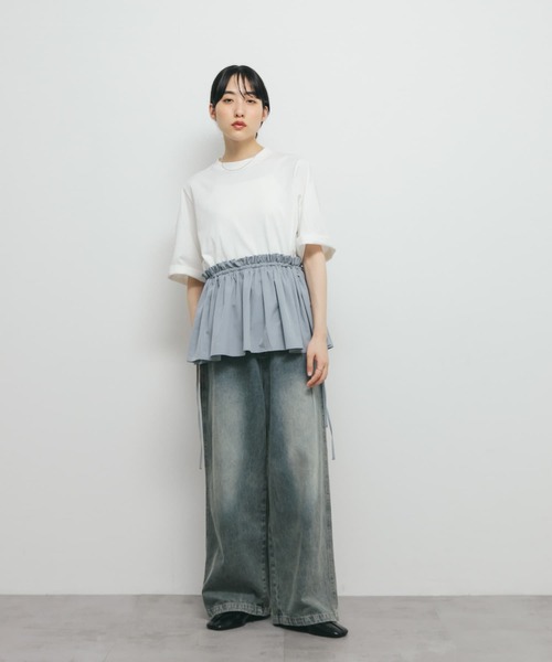 KBF（ケイビーエフ）の「汗ジミ防止ペプラムドッキングTEE（Tシャツ/カットソー・レディース・ホワイト系その他/グレー系その他/オフホワイト・ONE）」の14枚目の写真