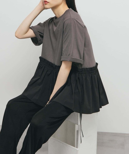 KBF（ケイビーエフ）の「汗ジミ防止ペプラムドッキングTEE（Tシャツ/カットソー・レディース・ホワイト系その他/グレー系その他/オフホワイト・ONE）」の19枚目の写真