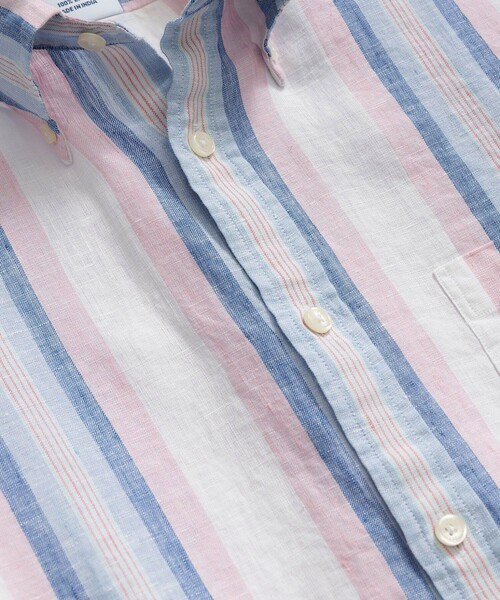 BROOKS BROTHERS（ブルックスブラザーズ）の「アイリッシュリネン　シーズナルパターン　カジュアルシャツ　Regular Fit（シャツ/ブラウス・メンズ・ブルー/ピンク/ホワイト×ブルー・SMALL/MEDIUM/LARGE/X-LARGE/X-SMALL）」の8枚目の写真