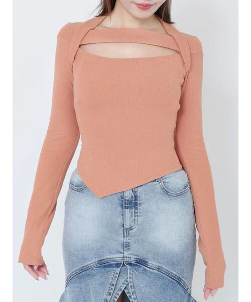 EATME(イートミー)の「ホルターネックオフショルTOP(Tシャツ/カットソー・レディース・グレー/ブラック/アイボリー/オレンジ・FREE)」の4枚目の写真