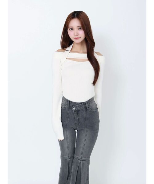 EATME（イートミー）の「ホルターネックオフショルTOP（Tシャツ/カットソー・レディース・グレー/ブラック/アイボリー/オレンジ・FREE）」の15枚目の写真