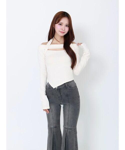 EATME（イートミー）の「ホルターネックオフショルTOP（Tシャツ/カットソー・レディース・グレー/ブラック/アイボリー/オレンジ・FREE）」の16枚目の写真