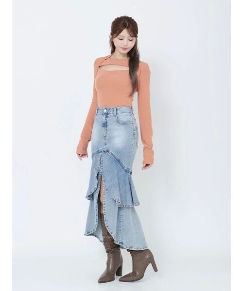 EATME(イートミー)の「ホルターネックオフショルTOP(Tシャツ/カットソー・レディース・グレー/ブラック/アイボリー/オレンジ・FREE)」の5枚目の写真