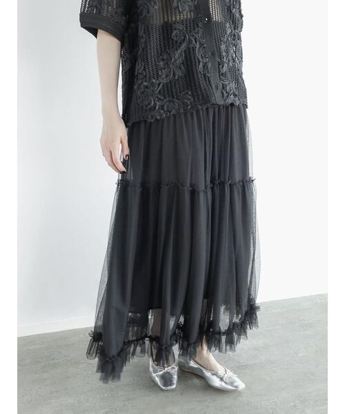FIKA.(フィーカ)の「Tiered tulle skirt(スカート・レディース・ブラック・MEDIUM)」の3枚目の写真
