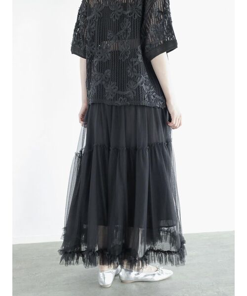 スカート foufou tulle lace black tiered skirt セール】Tiered tulle skirt（スカート）｜FIKA.（フィーカ）の