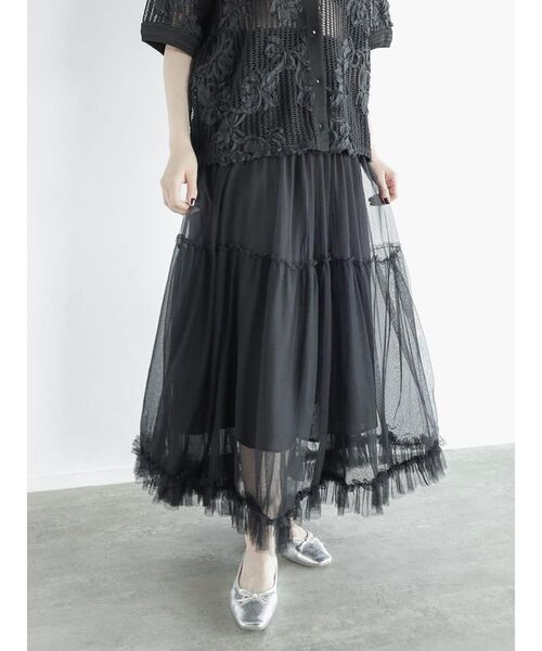 FIKA.(フィーカ)の「Tiered tulle skirt(スカート・レディース・ブラック・MEDIUM)」の5枚目の写真