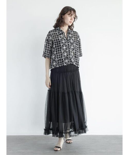FIKA.(フィーカ)の「Tiered tulle skirt(スカート・レディース・ブラック・MEDIUM)」の9枚目の写真