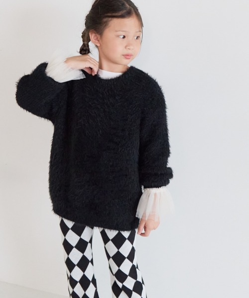 LOWRYS FARM（ローリーズファーム）の「カラーシャギーニットプルオーバー　583893（ニット/セーター・キッズ・ブラック/ピンク/グリーン・110cm/130cm/150cm）」の2枚目の写真