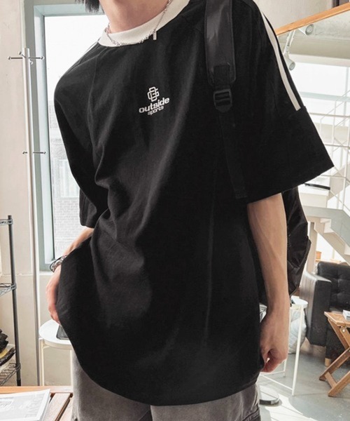 CERCA(チェルカ)の「【NOWLE】ラグランスリーブ フロント刺繍 ライン Tシャツ(Tシャツ/カットソー・メンズ・ブラック・X-LARGE/LARGE)」の5枚目の写真