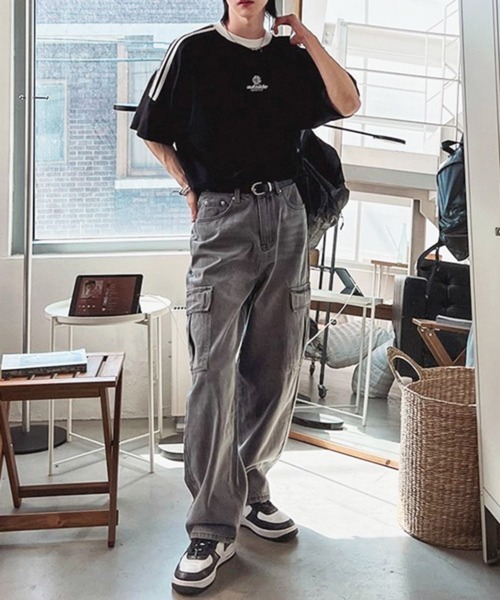 CERCA(チェルカ)の「【NOWLE】ラグランスリーブ フロント刺繍 ライン Tシャツ(Tシャツ/カットソー・メンズ・ブラック・X-LARGE/LARGE)」の6枚目の写真