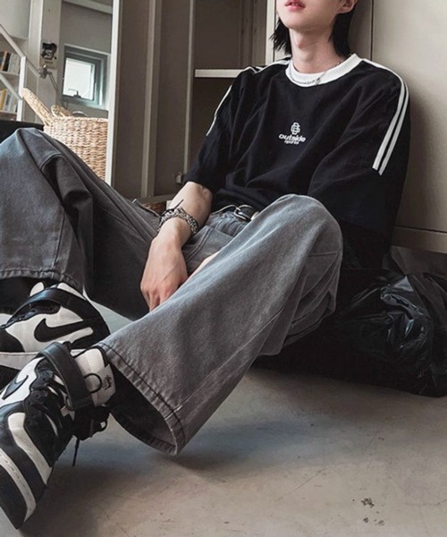 CERCA(チェルカ)の「【NOWLE】ラグランスリーブ フロント刺繍 ライン Tシャツ(Tシャツ/カットソー・メンズ・ブラック・X-LARGE/LARGE)」の11枚目の写真