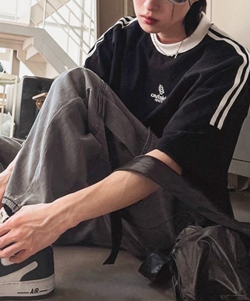 CERCA(チェルカ)の「【NOWLE】ラグランスリーブ フロント刺繍 ライン Tシャツ(Tシャツ/カットソー・メンズ・ブラック・X-LARGE/LARGE)」の13枚目の写真