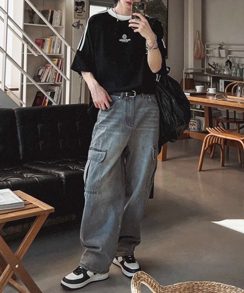 CERCA(チェルカ)の「【NOWLE】ラグランスリーブ フロント刺繍 ライン Tシャツ(Tシャツ/カットソー・メンズ・ブラック・X-LARGE/LARGE)」の16枚目の写真