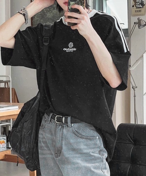 CERCA(チェルカ)の「【NOWLE】ラグランスリーブ フロント刺繍 ライン Tシャツ(Tシャツ/カットソー・メンズ・ブラック・X-LARGE/LARGE)」の17枚目の写真