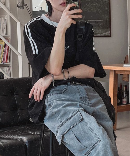 CERCA(チェルカ)の「【NOWLE】ラグランスリーブ フロント刺繍 ライン Tシャツ(Tシャツ/カットソー・メンズ・ブラック・X-LARGE/LARGE)」の20枚目の写真