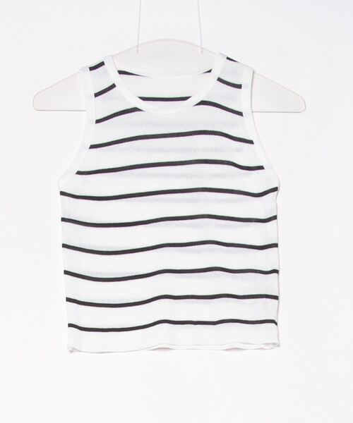 Per sist ence（パーシエンス）の「ボーダータンクトップ（タンクトップ・レディース・アイボリー/ブラック/ホワイト/グリーン・ONE SIZE）」の8枚目の写真