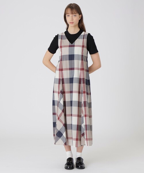 ✨極美品✨ クレストブリッジ ワンピース ドッキング ノバチェック サイズ38 ブルーレーベルクレストブリッジ✨チェック柄ドッキング