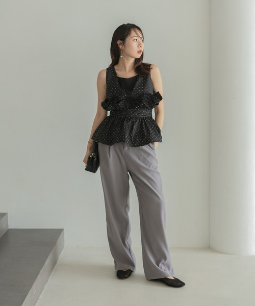 セール】【LEJA】ドットストーンペプラムチュールワンピースドレス 2点